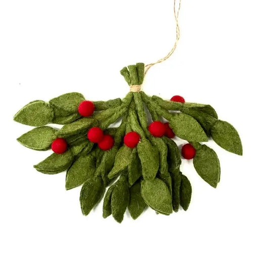 Felt Misteltoe with Holly Berries