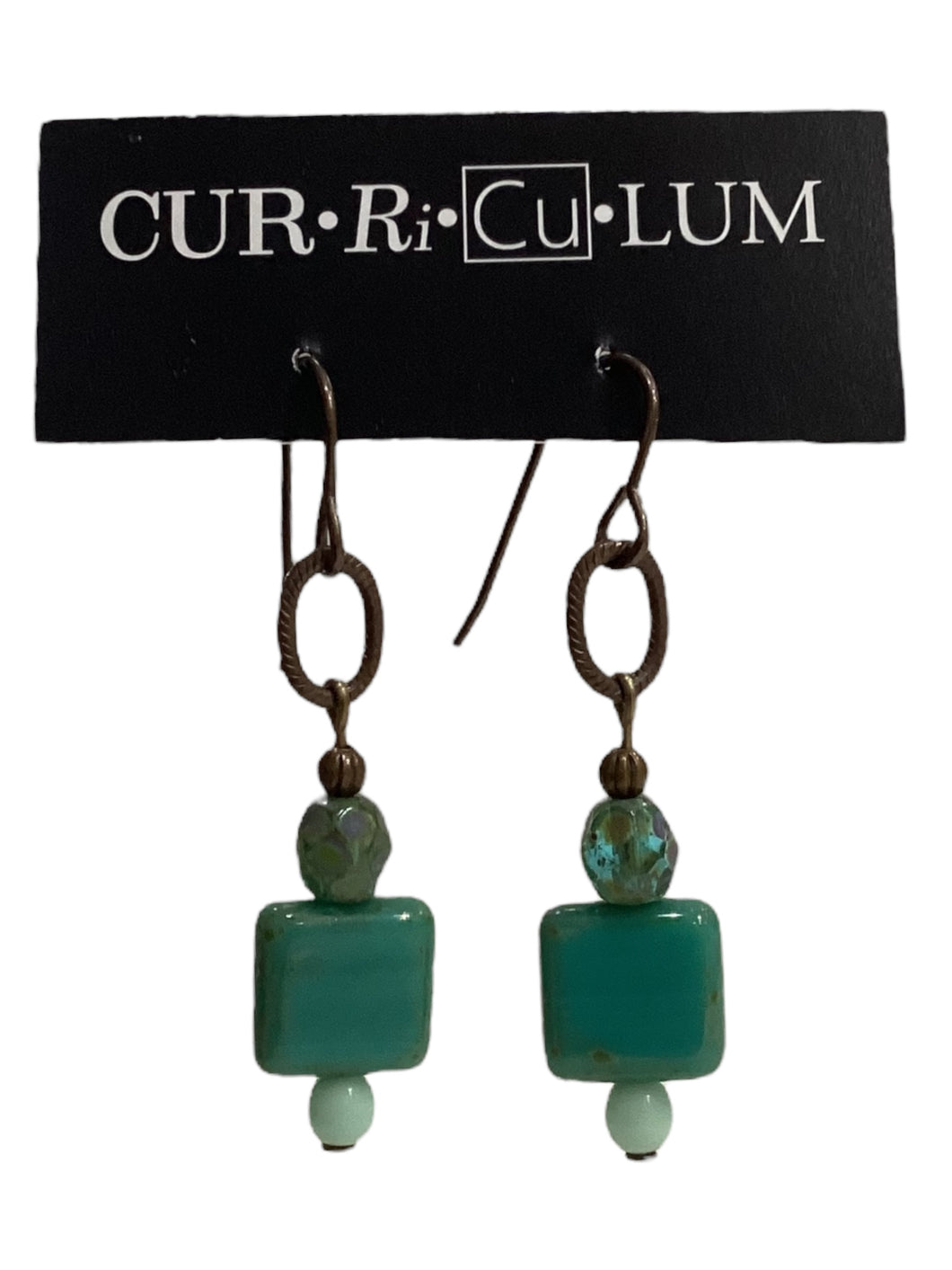 Teal Mixed Teal Czech Glass Earrings