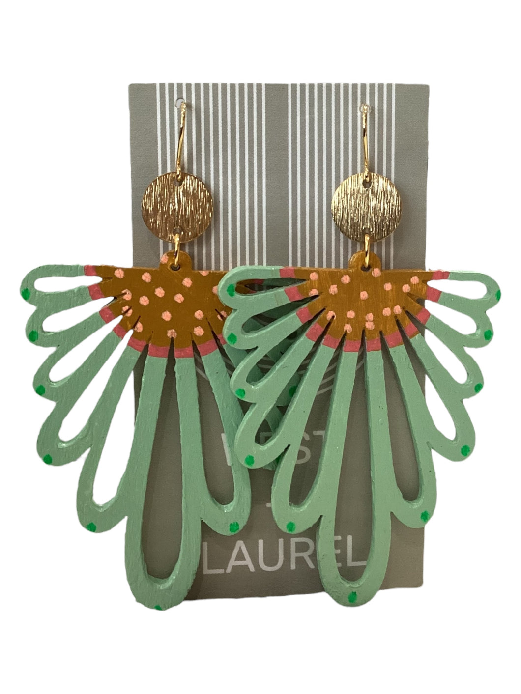 Hand Painted Earrings - Mint Keys