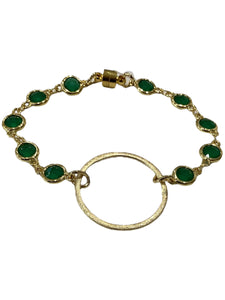 Crystal Bracelet with Circle - Gold/Emerald