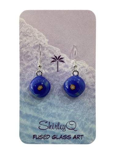 Small Dangle Earrings - Blue/Yellow Dot