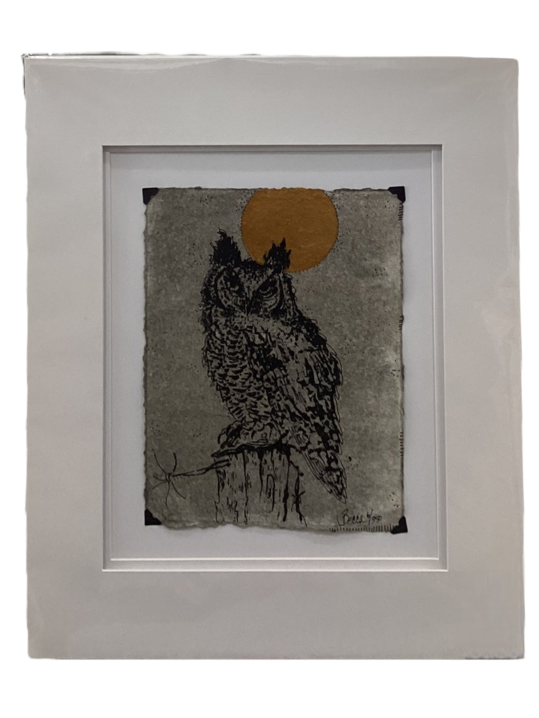 Golden Moon Great Horned Owl - Original - 16