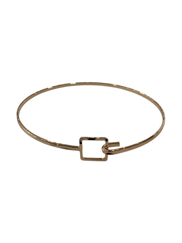 Gold Shapes Simple Hammered Bangle - Square