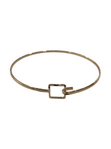 Gold Shapes Simple Hammered Bangle - Square