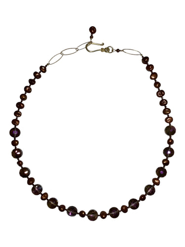 Brown Pearls with Starburst Crystals Necklace