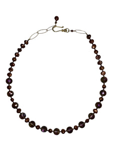 Brown Pearls with Starburst Crystals Necklace