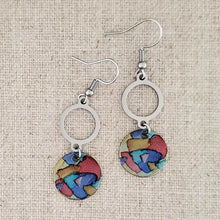 Alcohol Ink Stainless Steel Open Double Circle Earrings