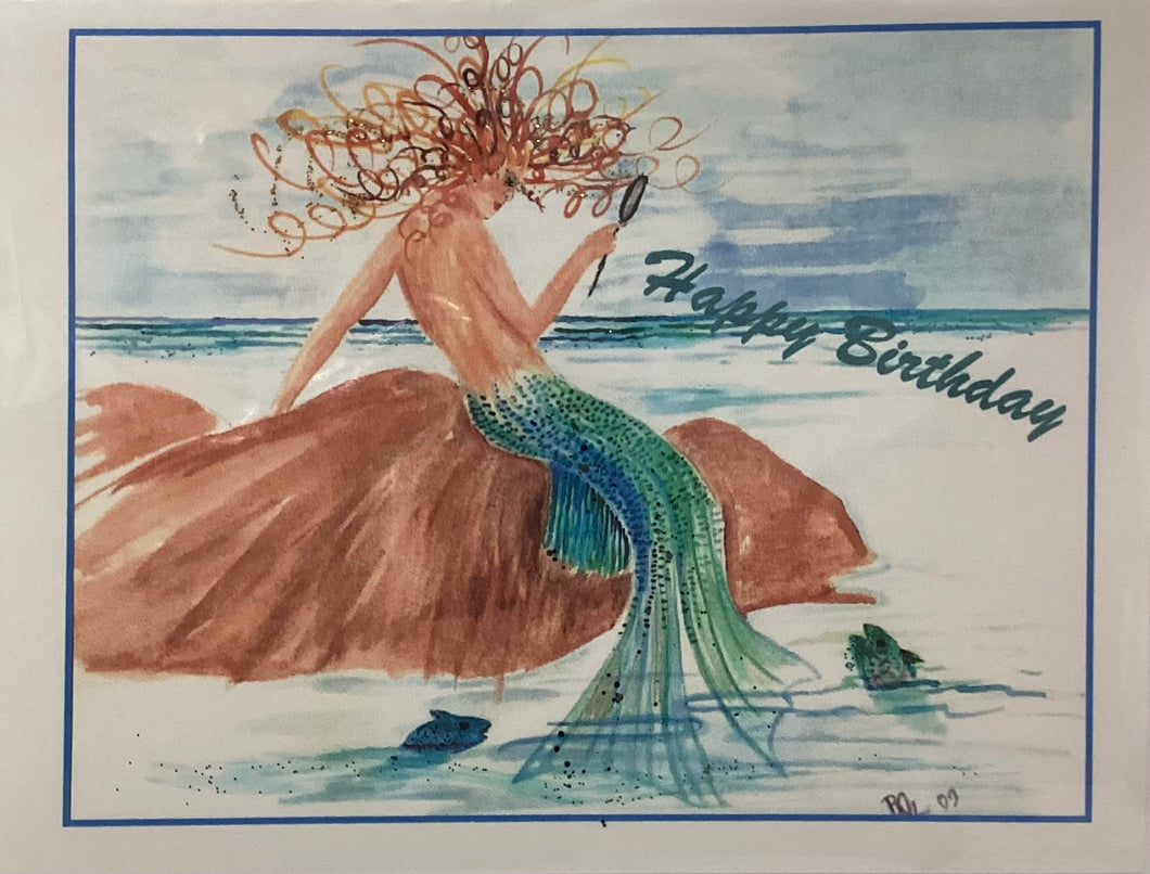 Notecard - The Mermaid with Looking Glass - Birthday