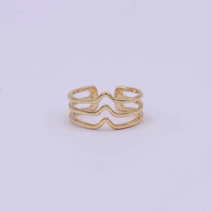 16K Gold Filled Chevron Adjustable Ring