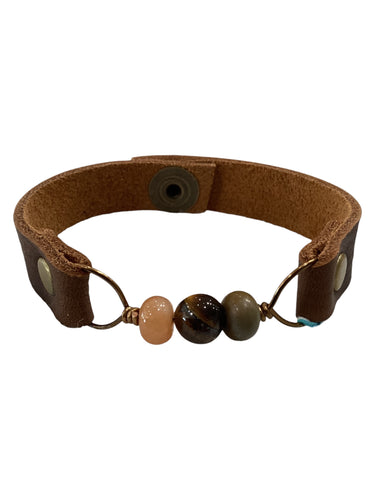Genuine Leather & Natural Stones Bracelet