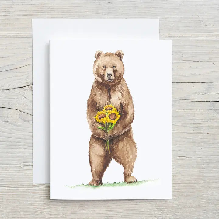 Bear with Flowers Greeting Card