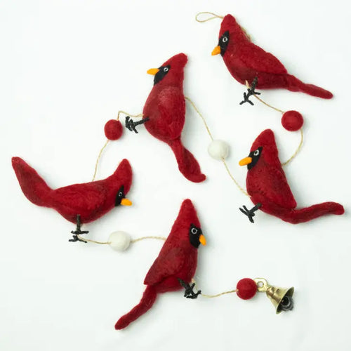Christmas Garland - Red Cardinal w/ Bell