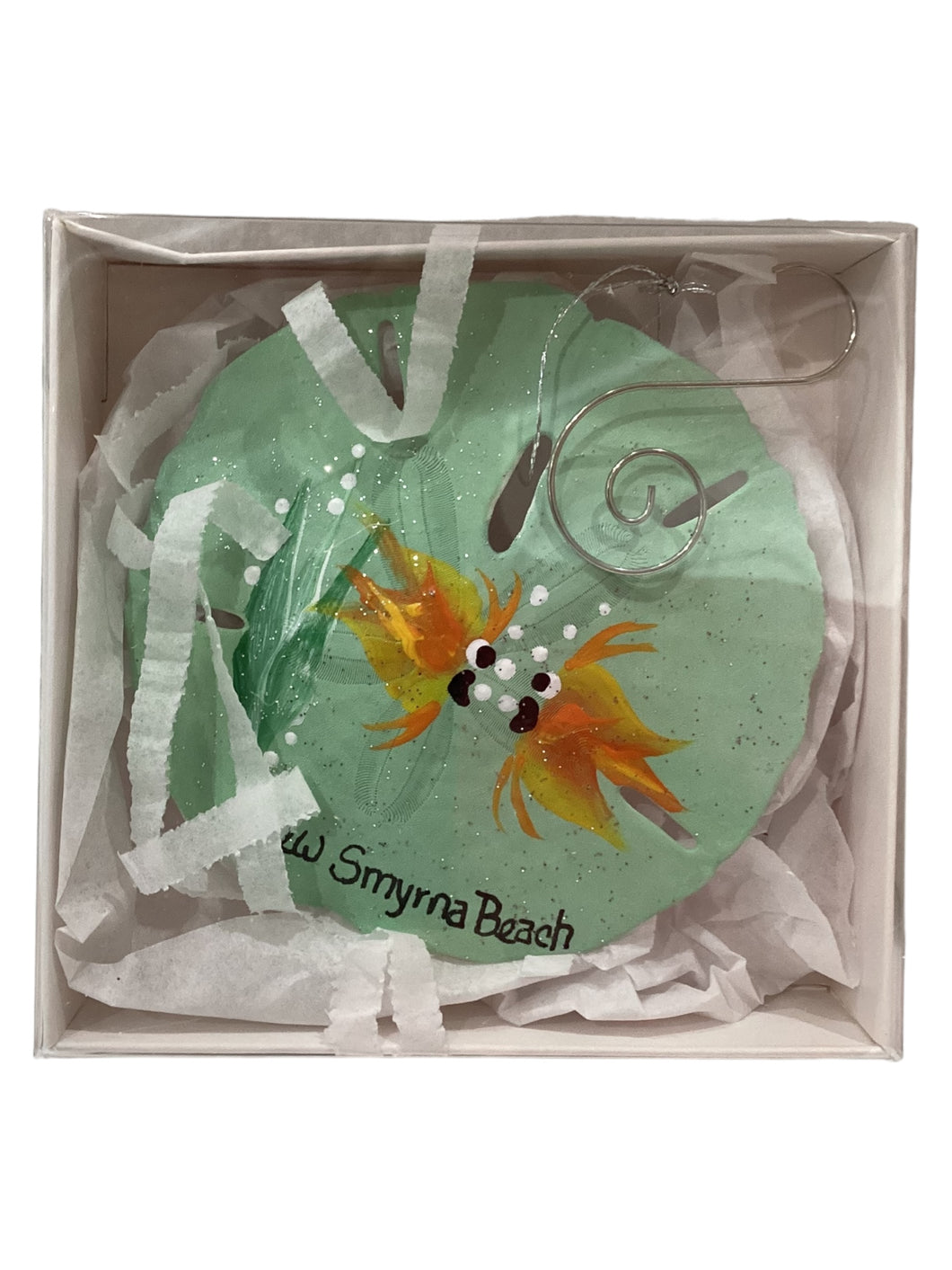 Sand Dollar Ornament - Fish - Green