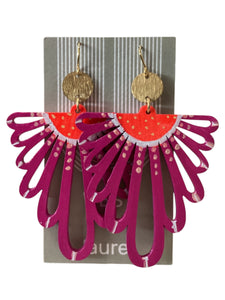 Hand Painted Earrings - Fuchsia Keys