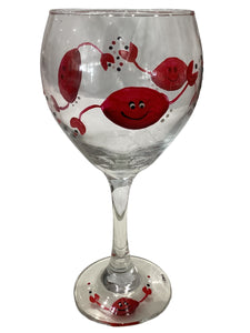 Stemmed Wine Glass - Red Crab