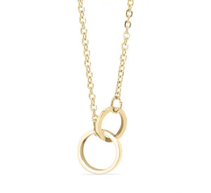 18K Gold PVD Stainless Steel Intertwined Rings Necklace - Gold
