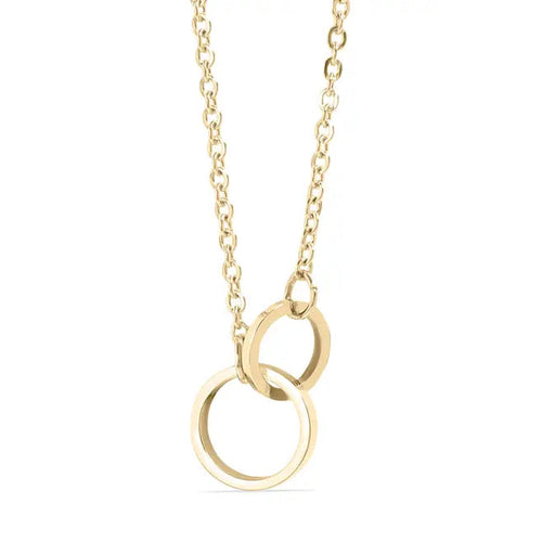 18K Gold Pvd Stainless Steel Interlocked Rings Necklace - Gold