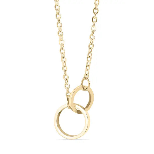 18K Gold Pvd Stainless Steel Interlocked Rings Necklace - Gold