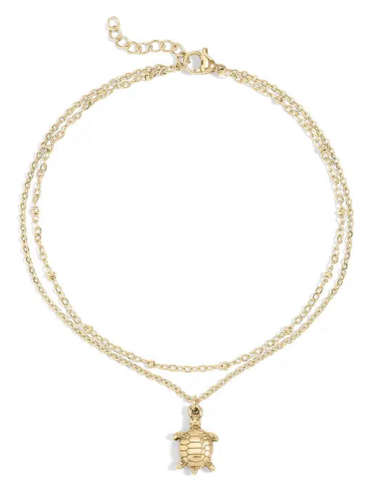 18K Gold PVD Stainless Steel Sea Turtle Charm Anklet - Gold