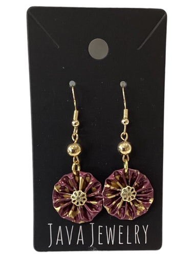 Purple/Gold Round Earrings