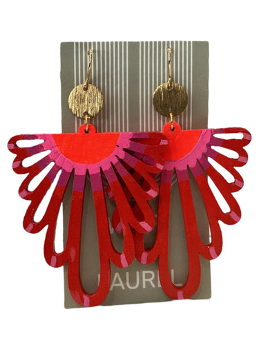 Hand Painted Earrings - Red Keys