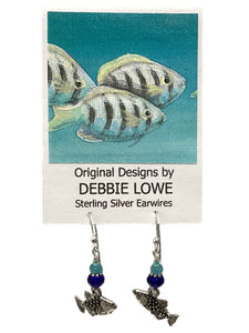 Fish w/ Blue Crystals Earrings