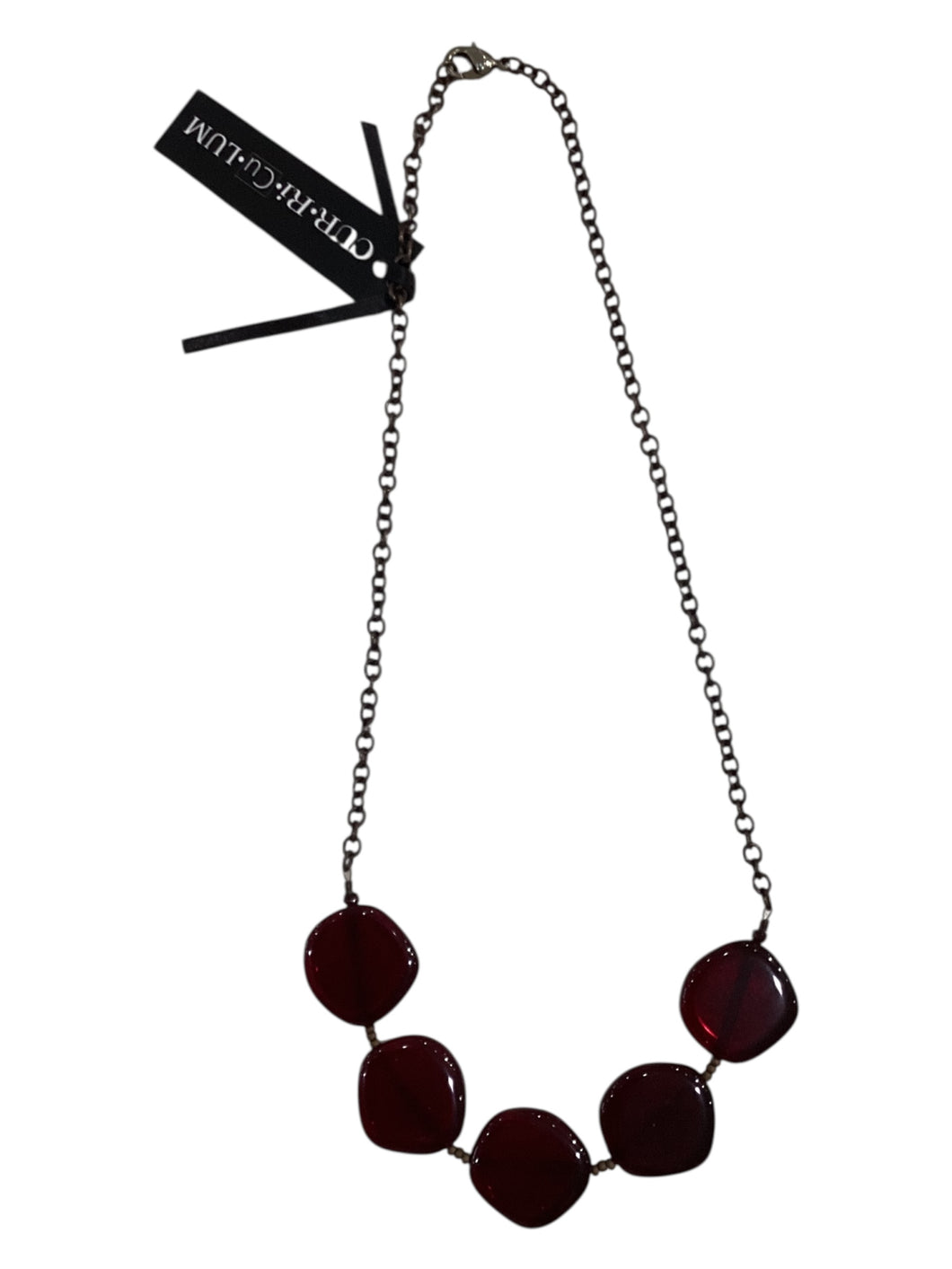 Cranberry Red Czech Glass Short Necklace