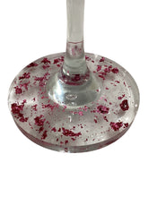 Red Wine Glass with Built-In Coaster - Pink Flecks