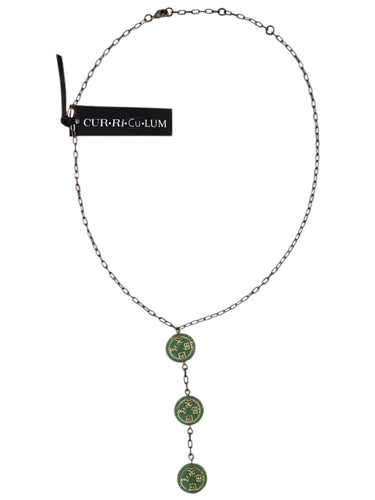 Green Coin Czech Glass Short Necklace - 17