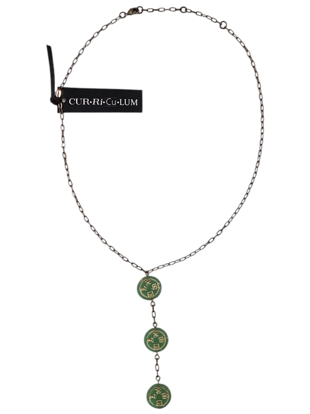 Green Coin Czech Glass Short Necklace - 17