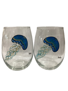 Stemless Wine Glass Set - Jellyfish