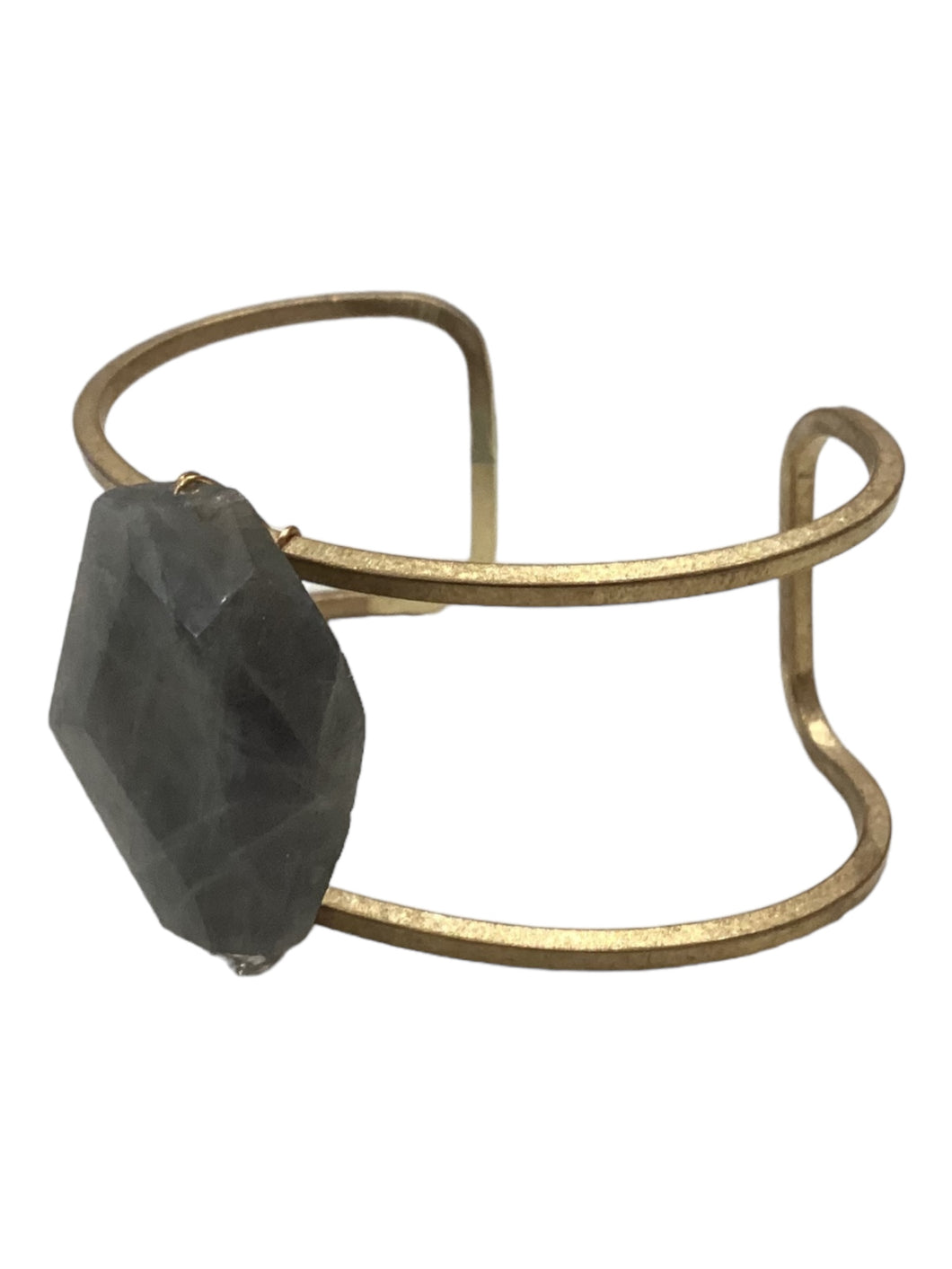 Gemstone/Brass Adjustable Cuff - Labradorite