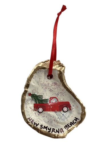 Holiday Oyster Ornament - Red Truck