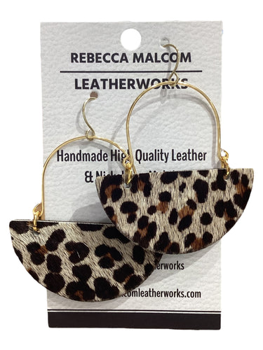 Large Half Moon Earrings - Leopard