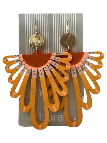 Hand Painted Earrings - Orange Keys