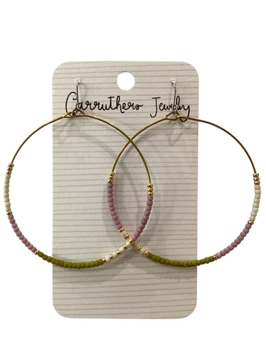 Green + Purple Hoop Earrings
