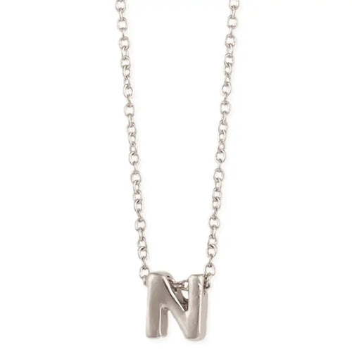 Silver Initial Charm Necklace - Letter N