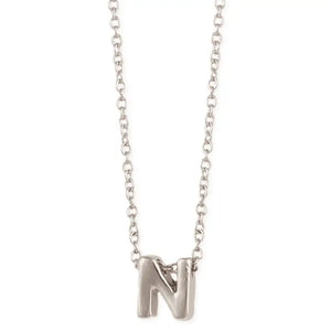 Silver Initial Charm Necklace - Letter N