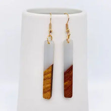 Resin Wooden Stick Pendant Earrings - Rectangle