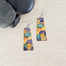Alcohol Ink Copper & Stainless Steel Medium Trapezoid Earrings