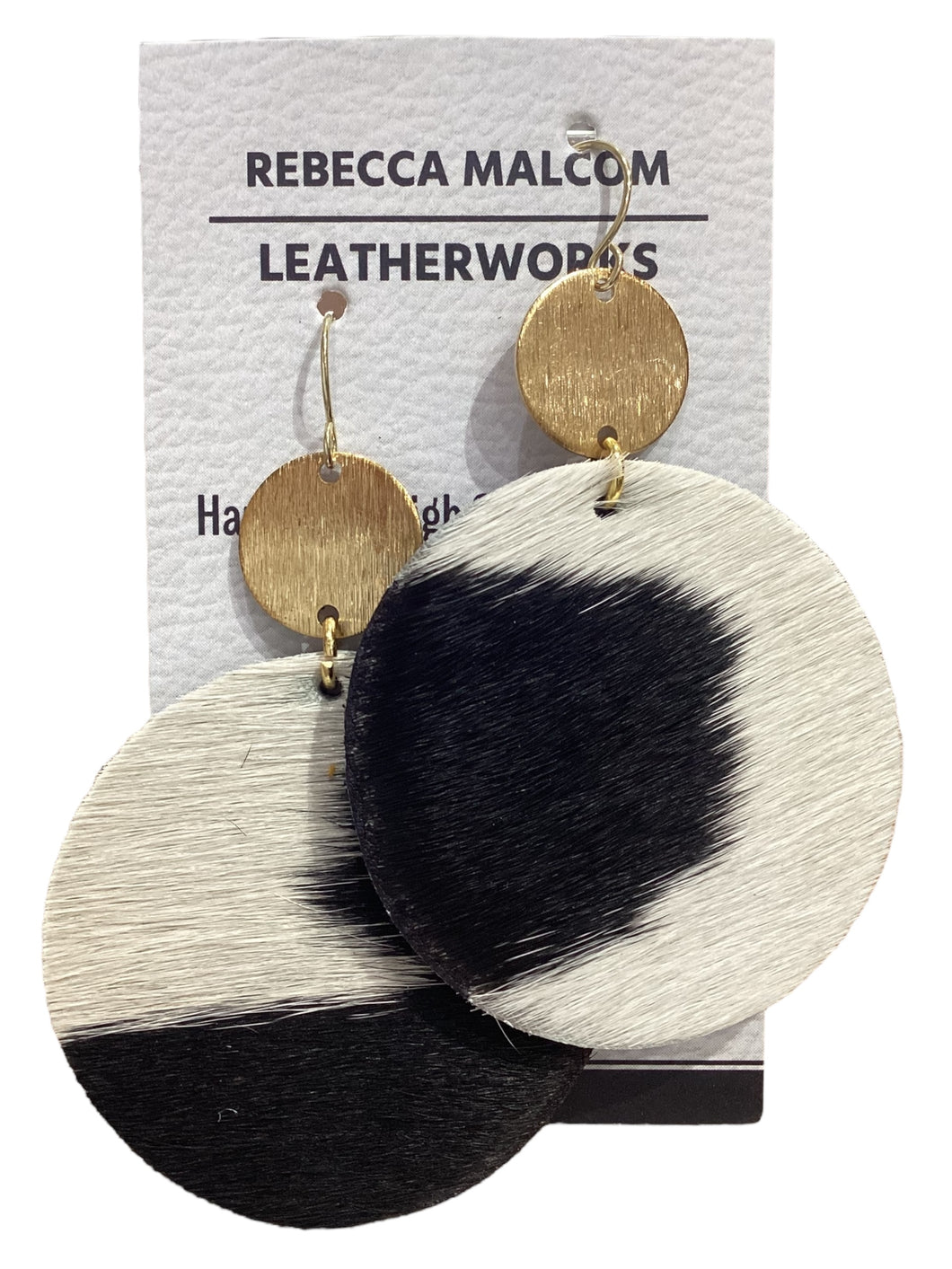 Large Cowhide Round Earrings