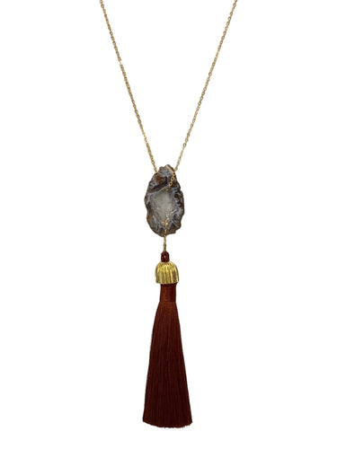 Gemstone Pendant Maxi - Agate/Tassel