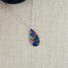 Alcohol Ink Stainless Steel Small Teardrop Necklace