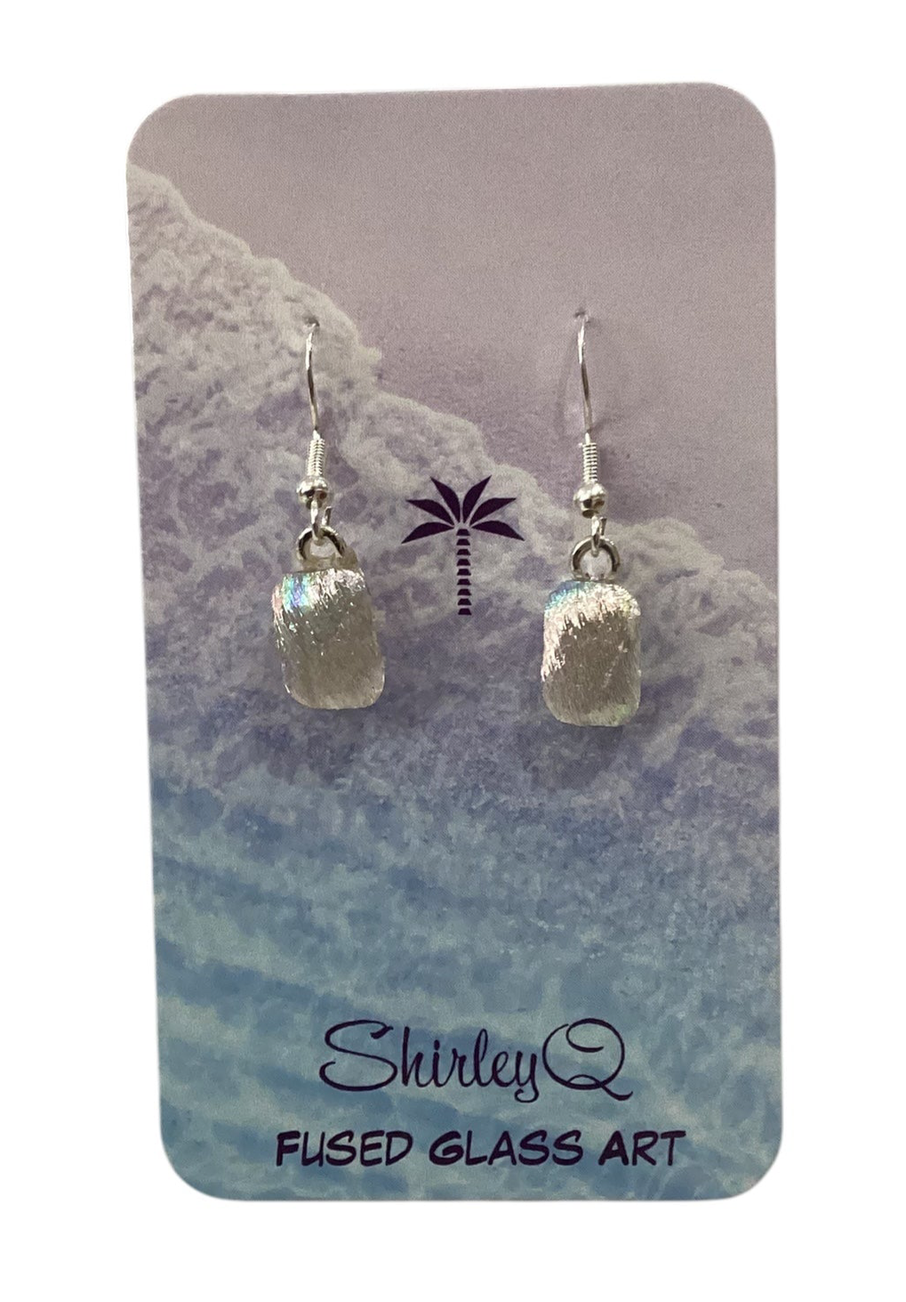 Small Clear Dichro Dangle Earrings