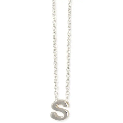 Silver Initial Charm Necklace - Letter S