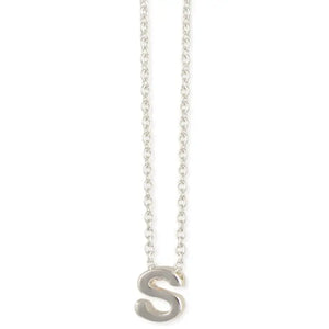 Silver Initial Charm Necklace - Letter S