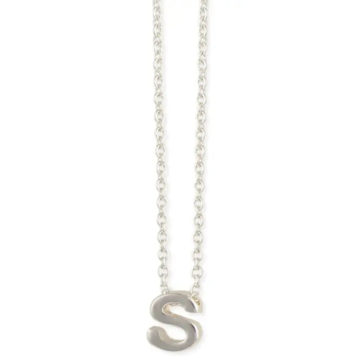 Silver Initial Charm Necklace - Letter S