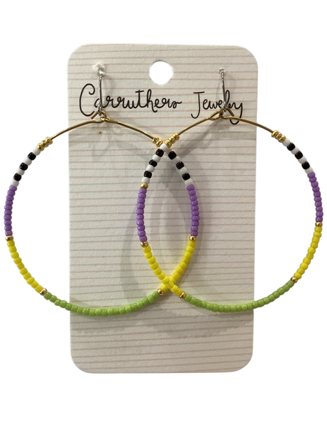 Purple + Green + Yellow Hoop Earrings