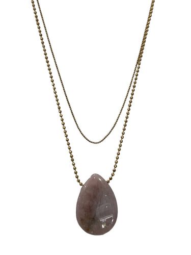 Gemstone Pendant Midi - Rose Quartz on Brass