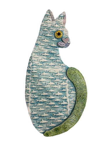 Ceramic Cat - Fish - Teal